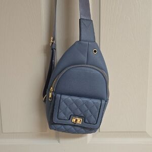 NWOT Blue Vegan Leather Sling/Crossbody Bag